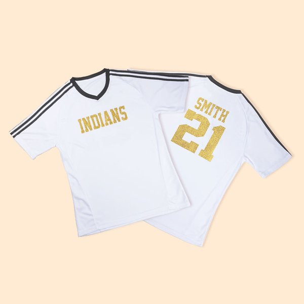 Camiseta de fútbol de mujer personalizada con purpurina y nombre y número en la espalda Camiseta de fútbol