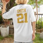Gepersonaliseerd Vrouwen Glitter Voetbalshirt met Naam en Nummer op Rug Voetbalshirt