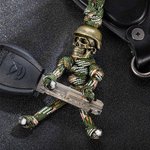 Ciondolo Gotico Personalizzato con Teschio Fatto a Mano e Intrecciato Portachiavi con Nome Inciso Regalo di Halloween per Uomini