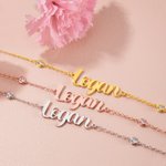 Personalizado collar de diamantes bisel Nombre Día de la Madre Aniversario de boda Regalo de San Valentín