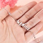 Personalizado collar de diamantes bisel Nombre Día de la Madre Aniversario de boda Regalo de San Valentín