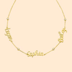 Collier Chaine Prénom Personnalisé en Zircon Incrusté Cadeau Anniversaire Fête des Mères pour Maman