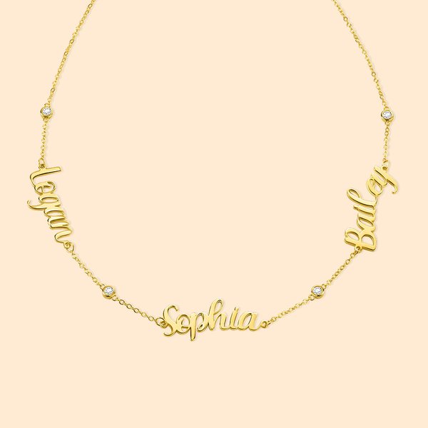 Collier Chaine Prénom Personnalisé en Zircon Incrusté Cadeau Anniversaire Fête des Mères pour Maman