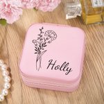 Gepersonaliseerde Geboorte Bloem Reis Sieraden Doos Verjaardag Gifts voor Vrouw Bruid Bruidsmeisje