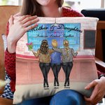 Housse de coussin personnalisée Mère et Fille Toujours liées ensemble Cadeau pour femmes Décoration d'intérieur