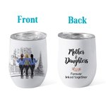 Personalized Mother And Daughter Forever Linked Together Reusable Vacuum Insulated  Wine Tumbler Birthday Gift for Mother