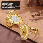 Bague Réglable Personnalisée avec Pierre de Naissance Incrustée sur Base Ovale de Style Vintage Cadeau Anniversaire Fête pour Femme