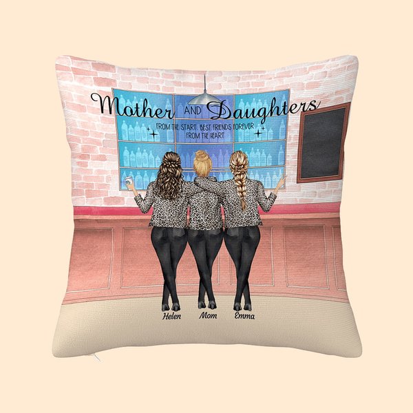 Personalized Mother and Daughters Shopping Store Throw Pillow Cover for Mother's Day Birthday Gifts