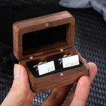 Personalized Engraved Initials Name Men's Cufflinks with Wooden Box Birthday Wedding Father's Day Gift for Him