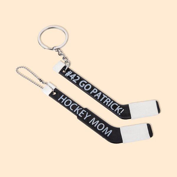 Gepersonaliseerde 3D-print Tiny Hockey Coach Stick sleutelhanger Gift voor Hockey Lover