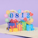 Spersonalizowana kartka z życzeniami dla rodziny lub przyjaciół z okazji urodzin z numerem 3D Cake Train Music