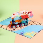 Spersonalizowana kartka z życzeniami dla rodziny lub przyjaciół z okazji urodzin z numerem 3D Cake Train Music