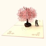 Personalised Valentine's Day Anniversary Card Couple's Blessing 3D Creative Greeting Card Romantic Cherry Blossom Tree Couple