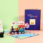 Spersonalizowana kartka z życzeniami dla rodziny lub przyjaciół z okazji urodzin z numerem 3D Cake Train Music