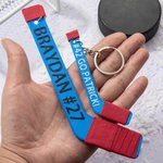 Henkilökohtainen 3D-tulostus Tiny Hockey Coach Stick Keepsake avaimenperä lahja jääkiekko rakastaja