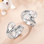 Personalized Dog Pet Paw Print Ring Name Ring Engraved Jewellery