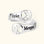 Personalized Dog Pet Paw Print Ring Name Ring Engraved Jewellery