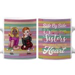 Personlig Side By Side Or Miles Apart Long Distance Best Friend Vit keramisk mugg