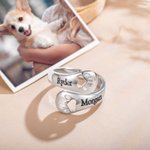 Personalized Dog Pet Paw Print Ring Name Ring Engraved Jewellery