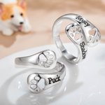 Personalized Dog Pet Paw Print Ring Name Ring Engraved Jewellery