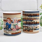 Mug céramique blanc personnalisé Side By Side Or Miles Apart Sisters Will Always Be Connected By Heart