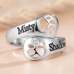 Personalized Dog Pet Paw Print Ring Name Ring Engraved Jewellery