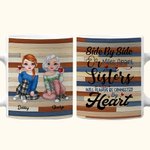 Mug céramique blanc personnalisé Side By Side Or Miles Apart Sisters Will Always Be Connected By Heart