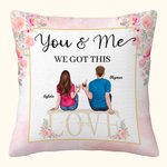 Personalised Couple Sitting on Chair Love Chair Flowers Cheers Throw Pillow Cover Girlfriend Boyfriend Gifts Home Decoration