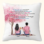 Personalised Cushion Throw Pillow Cover Couple Sitting Under Tree Flower Drink Gifts for Couples Bedroom Decor