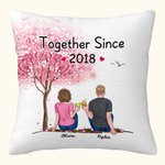 Housse de coussin personnalisée Couple fleur arbre ensemble jeter taie d'oreiller cadeaux pour Couples canapé décor