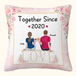 Personalized Couple Sitting on Chairs Cheers Flower Decoration Love Chair Throw Pillow Cover Couple Gifts Valentine's Day Gift