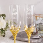 Gepersonaliseerde Laser Gegraveerde Mr and Mrs Bruid en Bruidegom Champagneglazen Toastende Flutes Set van 2 Bruiloft Geschenken Wedding Keepsakes