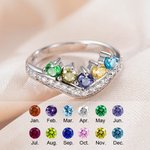 Personalisierte Sterling Silber Ring mit Geburtsstein für Mutter Familie oder Freund