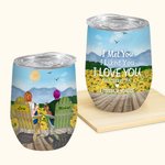Personalised Couple I Love You Forever Sunflower  Wine Tumbler Birthday 12oz