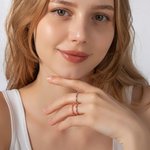 Personalized Marquise Birthstone Band Alternating Marquise Round Gemstone Ring Birthday Gift Rings for Women