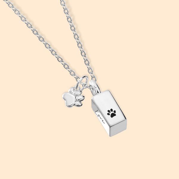 Personalized Pet  Ashes Urn Necklace with Engraved Text Cremation Jewelry Memorial Keepsake Gift for Pet Lover