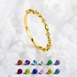 Personalized Marquise Birthstone Band Alternating Marquise Round Gemstone Ring Birthday Gift Rings for Women