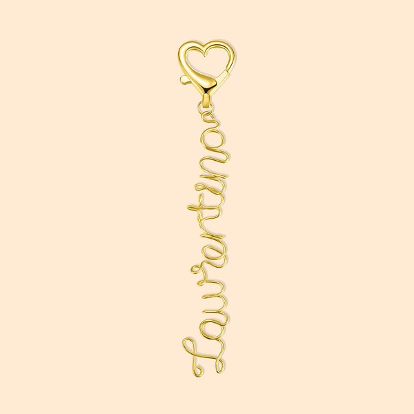 Llavero Personalizado con Nombre de Alambre y Cierre de Corazón para Mujer Niña Bolso Bolsos Accesorios en Cumpleaños Aniversario San Valentín Regalo