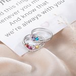 Personalisierte Sterling Silber Ring mit Geburtsstein für Mutter Familie oder Freund