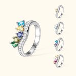 Personalisierte Sterling Silber Ring mit Geburtsstein für Mutter Familie oder Freund