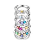 Personalisierte Sterling Silber Ring mit Geburtsstein für Mutter Familie oder Freund