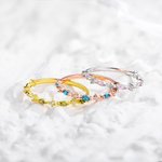 Personalized Marquise Birthstone Band Alternating Marquise Round Gemstone Ring Birthday Gift Rings for Women