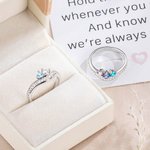 Personalisierte Sterling Silber Ring mit Geburtsstein für Mutter Familie oder Freund