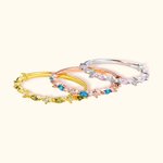 Personalized Marquise Birthstone Band Alternating Marquise Round Gemstone Ring Birthday Gift Rings for Women