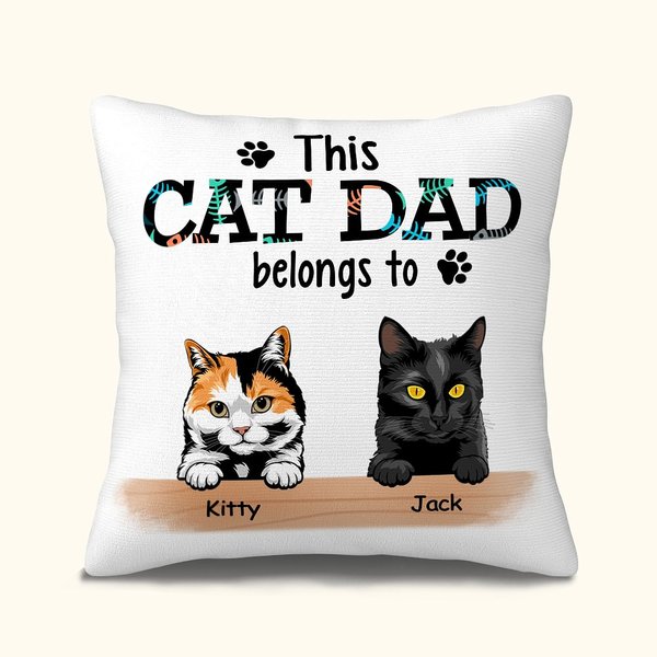 Funda de cojín personalizada This Cat Dad Belongs to para los amantes de los gatos Regalo para el Día del Padre