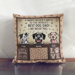 Taie de Coussin Personnalisée avec Dessin Chien Style Happy Father's Day To Best Dog Dad Cadeau Fête des Pères pour Amoureux d'Animal de Compagnie