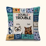 Personalised Double Trouble Lovely Cats Throw Pillow Cover Home Decoration Gift for Cat Dad Cat Mom Cat Lover