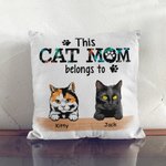 Gepersonaliseerd This Cat Mom Belongs to Werpkussenhoes Cadeau voor Kattenliefhebbers Eigenaar