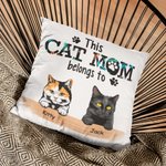 Gepersonaliseerd This Cat Mom Belongs to Werpkussenhoes Cadeau voor Kattenliefhebbers Eigenaar