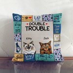 Personalised Double Trouble Lovely Cats Throw Pillow Cover Home Decoration Gift for Cat Dad Cat Mom Cat Lover